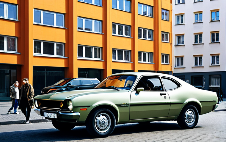 포드 매버릭의 도심 주행 효율성 - Urban Maverick**
"Ford Maverick parked on a busy Moscow street, modern apartment buildings in backg...