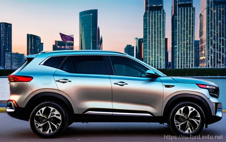 포드 에코스포츠와 기아 셀토스 비교 - **A rugged Ford EcoSport confidently navigating a winding, unpaved road in the picturesque Russian c...